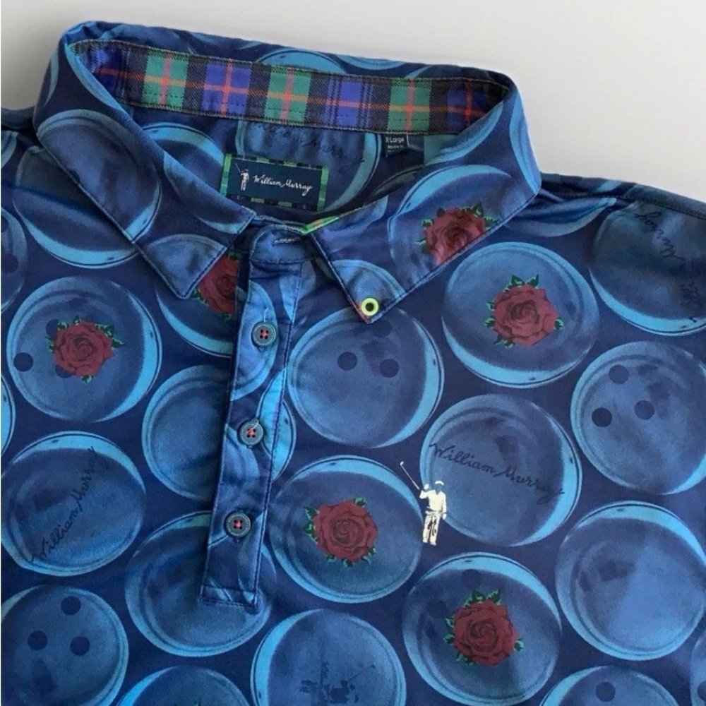 William Murray Golf Polo XL Mens AOP Rose Bowling Ball Shirt Kingpin Big Earner